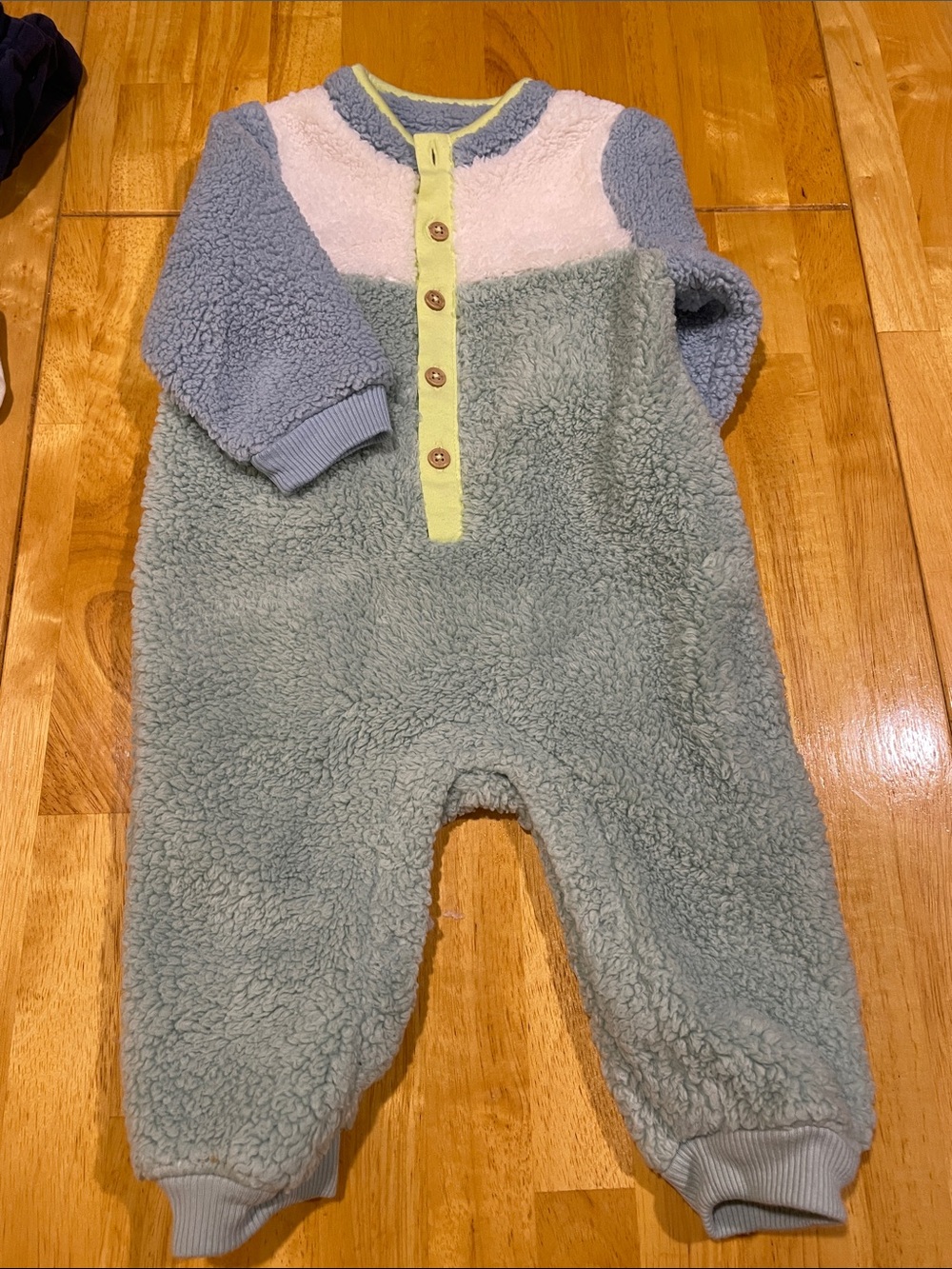 Cozy Colorblock Sherpa Baby Romper - Mint, Lavender & Pale Pink